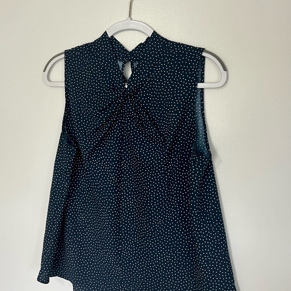 LOFT Blue Sleeveless Blouse with Tie Front